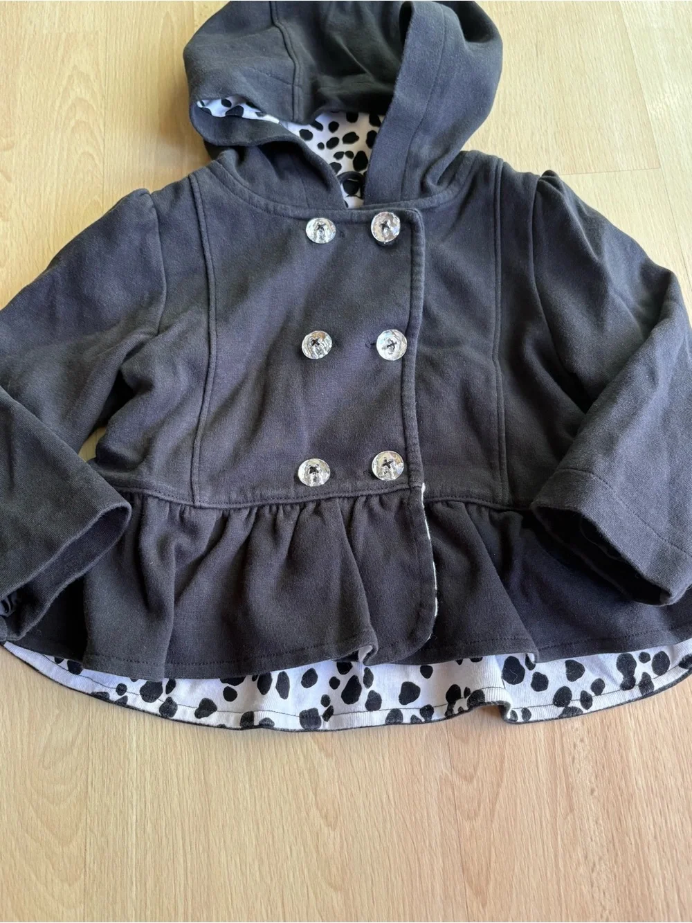 Gymboree Girls 2T 3T Fancy Dalmatians double button hooded peplum jacket jewel